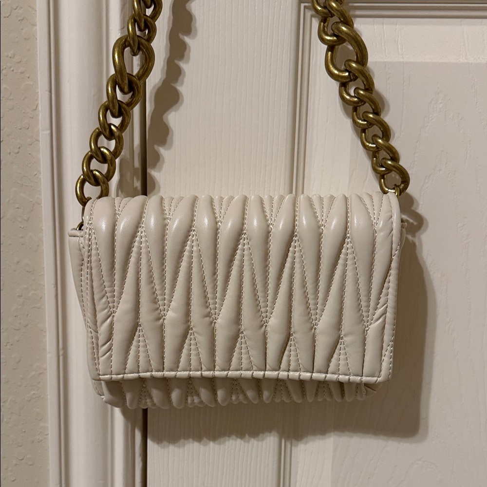 Montana West Elegant Cream Quilted Chain Bag